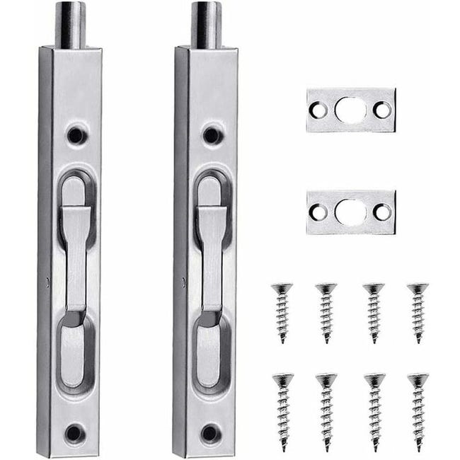 Set Mit 2 Einsteckschlössern Für Türen, 15 Cm, Inklusive Schiebegriff Und Befestigungsschrauben