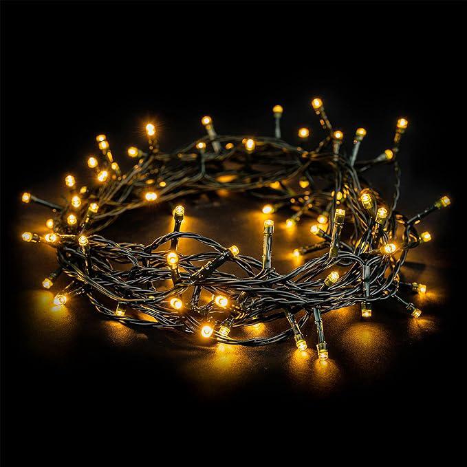 Klassische Warmweiße Led-lichterkette, 10 M, 220 V Mit Stecker, Integriertem Timer, Für Drinnen Und Draußen, Weihnachtsbaum