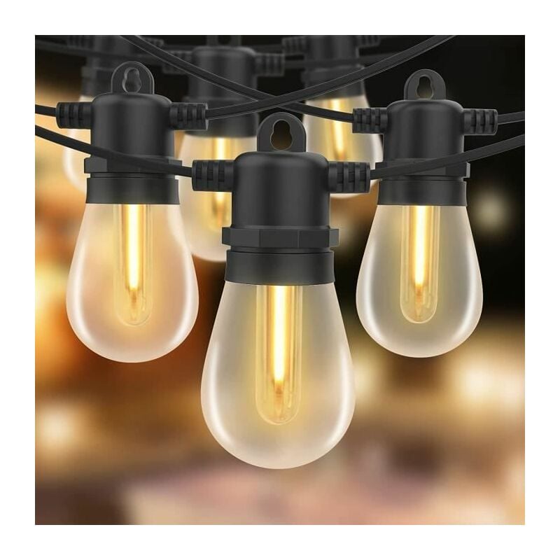 15 M Lange Led-lichterkette Für Den Außenbereich, 15 E27 S14-glühbirnen, Kunststoff, Ip44 Wasserdicht, Garten, Terrasse, Patio, Weihnachtsdekoration