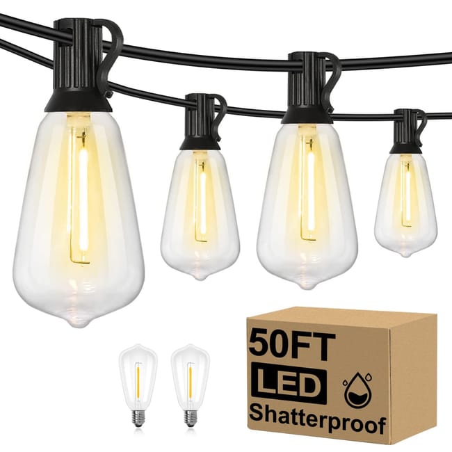 15 M Lange Led-lichterkette Für Den Außenbereich Mit Fernbedienung, Wasserdicht Und Energiesparend, Bistro-lichterkette Für Garten, Terrasse Und Festliche Dekoration