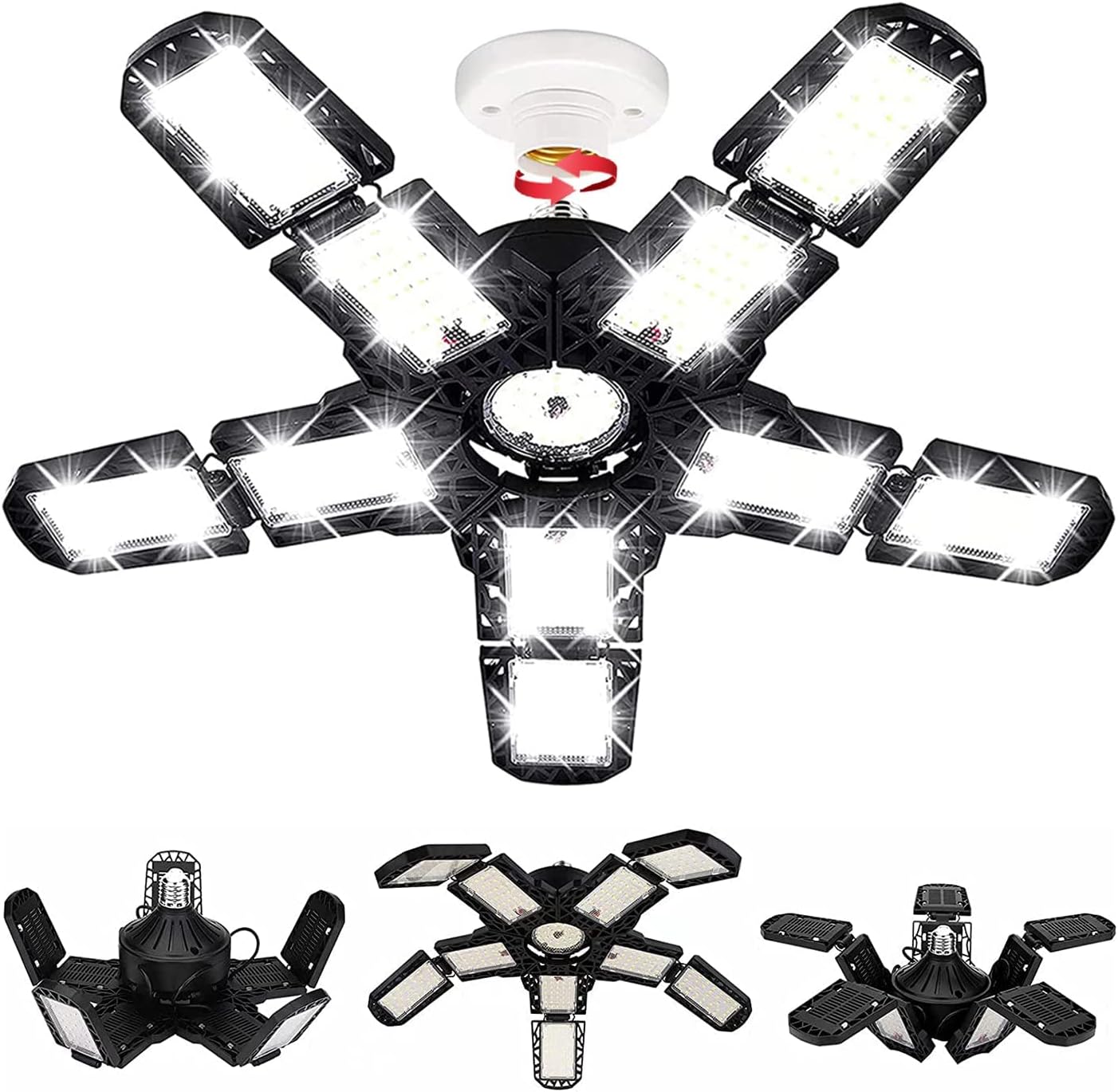 Verstellbare Led-deckenleuchte Für Werkstätten, 180w E26 6000k, 18000 Lumen, Verstellbare Paneele, Helle Garagenlampe Für Arbeitsbereiche Und Lagerräume, Kaltweiß.