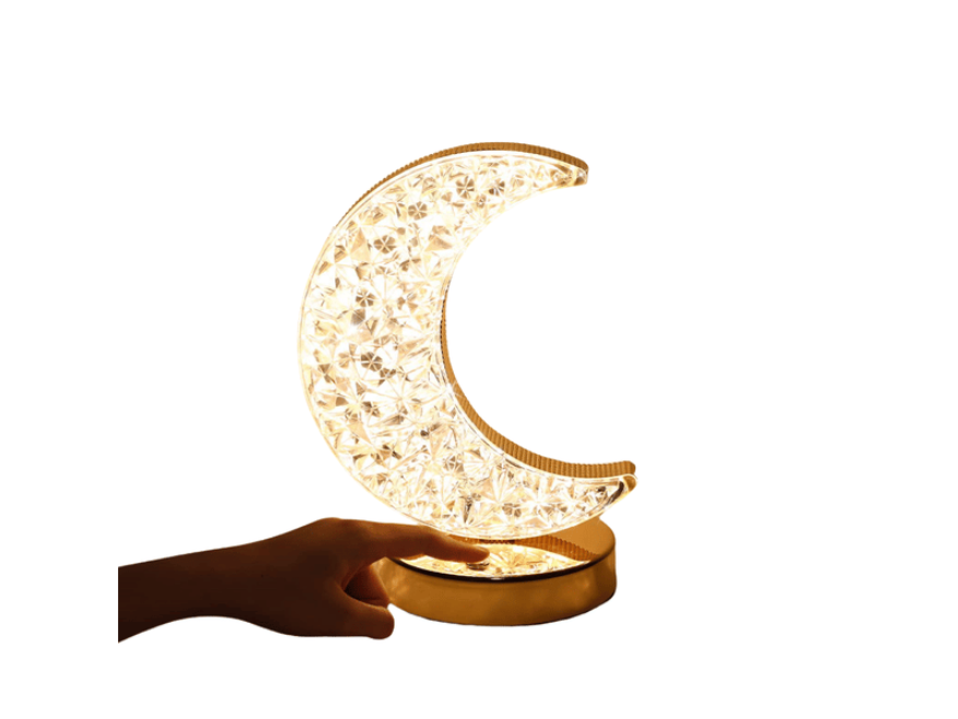 Mondlicht-touchlampe Mit 3 Farben, Kristallglas-schreibtischleuchte Mit Stufenlos Einstellbarem Nachtlicht Für Kinderzimmer, Schlafzimmer, Ramadan-dekoration