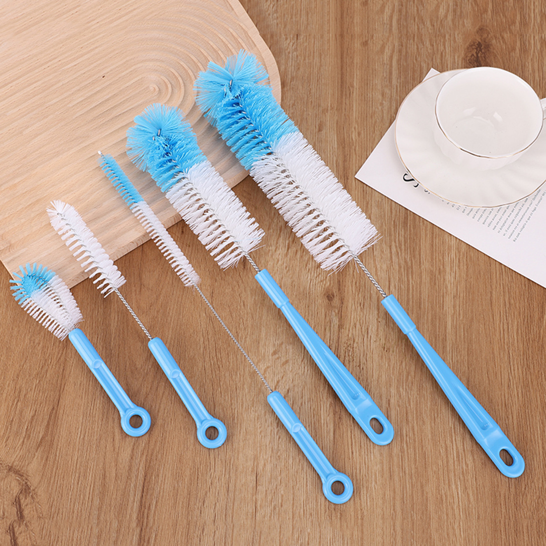 Set Mit 5 Reinigungsbürsten Und Wattestäbchen Für Dünnwandige Bier-, Wein-, Kombucha-flaschen, Karaffen, Wasserflaschen Und Thermoskannen (43,5 Cm)