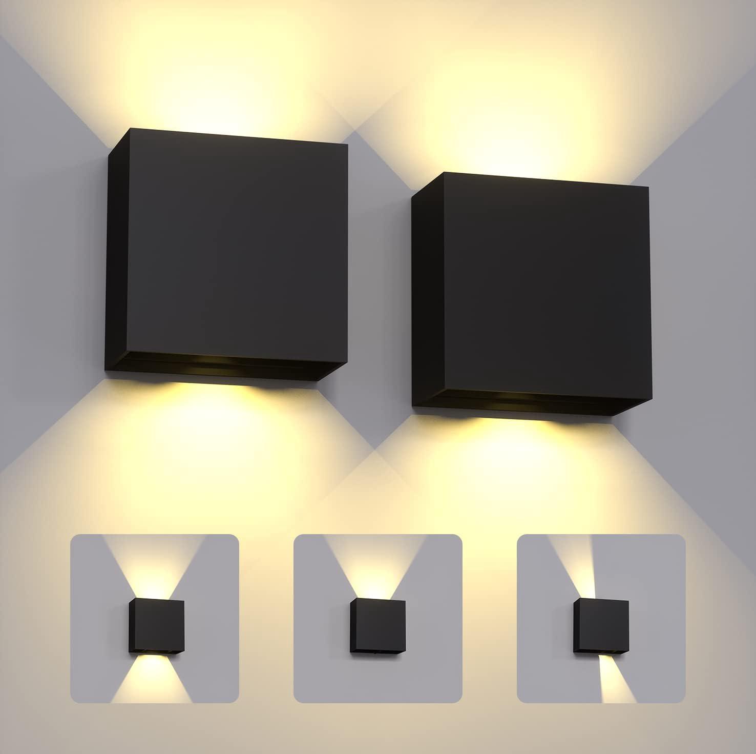 2er-set Led-wandleuchten, 6 W, Warmweiß (3000 K), Ip65 Wasserdicht, Für Innen- Und Außenbereich, Nach Oben Und Unten Gerichtete Beleuchtung