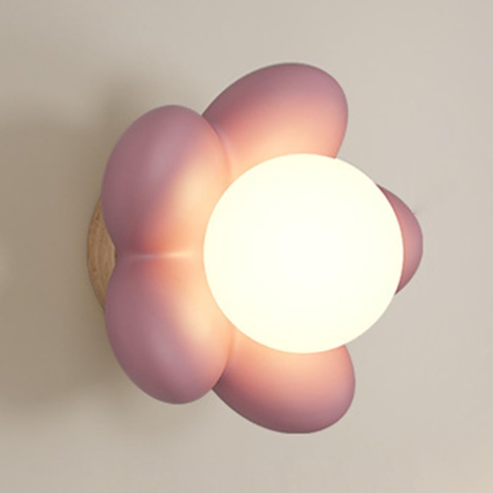 Led-blumenwandleuchte Für Kinderzimmer, Innenleuchte Im Cartoon-design Mit Kugelförmigem Lampenschirm Aus Kunstharz Und Acryl, Dekorative Wandbeleuchtung
