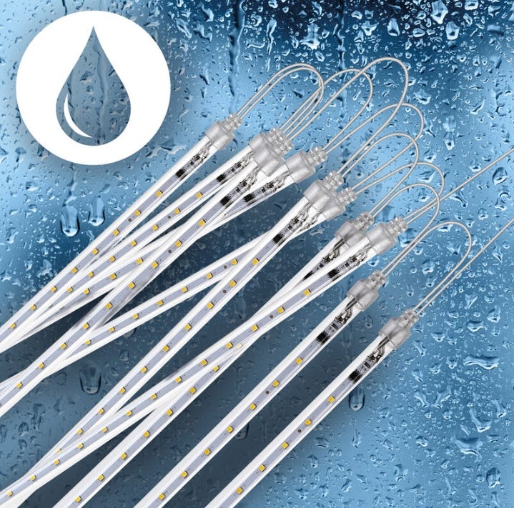 8,6 M Lange Led-lichterkette, 480 Blaue Leds, Regen-, Meteoriten-, Tropfen-, Diamant- Und Stalaktiten-effekt, Schutzart Ip44, Weihnachtsdekoration Für Drinnen Und Draußen – Wählen Sie Ihr Design