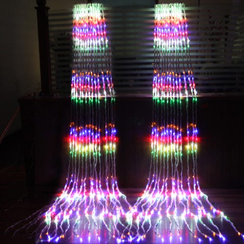 Led-lichterkette Mit Schneefall-effekt, Feenvorhang Mit Fließendem Wasser, 3x3 M, 320 Leds, Farbenfroh, Außendekoration.