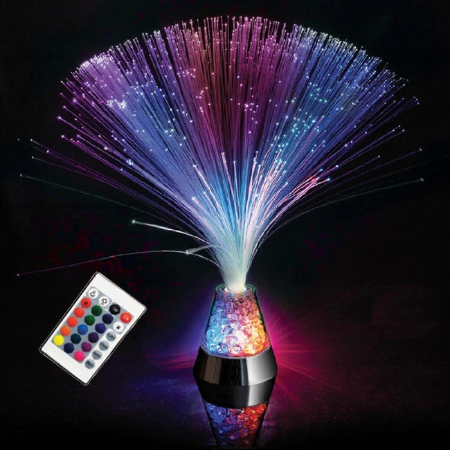 Wiederaufladbare Led-lichtleiterlampe Mit 16 Farben Und Kristallfuß, Mehrfarbiges Nachttischlicht