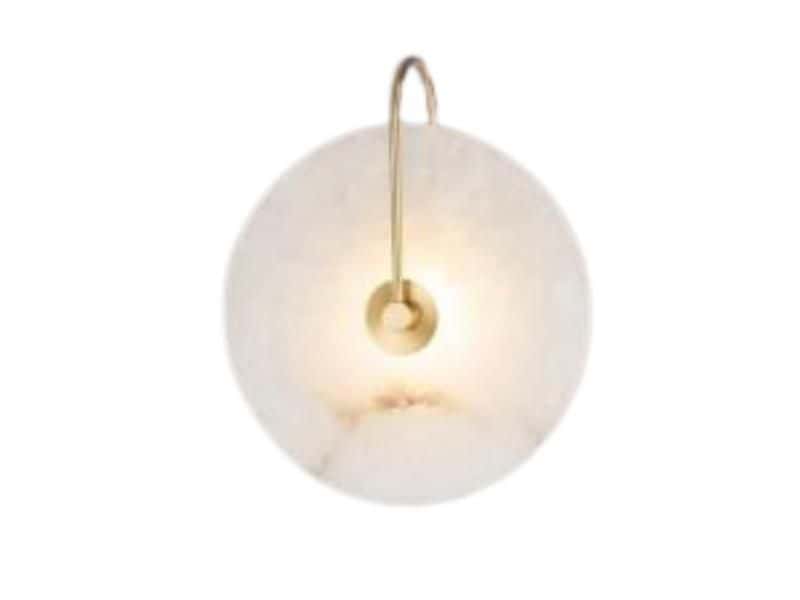 Minimalistische Led-wandleuchte, Tischplatte Aus Echtem Spanischem Marmor, Arm Aus Goldfarbenem Messing, 25 Cm, Elegante Dekorative Beleuchtung Für Wohnzimmer Oder Flur