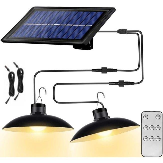 Wasserdichte Solar-außenleuchte Mit Fernbedienung, 2 Strahlern Und 3 M Kabel – Warmes Led-licht Für Garten, Terrasse Und Balkon