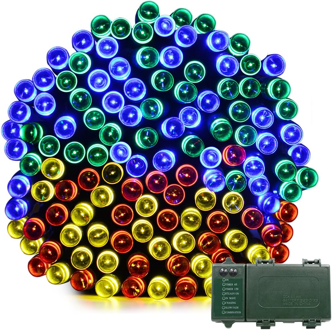 Weihnachtslichterkette Mit 200 Leds, 23 M, Batteriebetrieben, Wasserdicht, Mit Timer, Für Den Außenbereich, Weihnachtsbaumschmuck, Garten, Zuhause, Schlafzimmer, Mehrfarbig