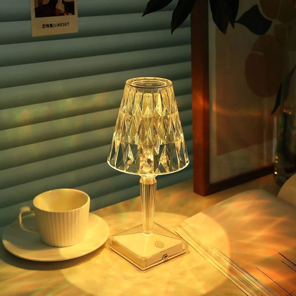 Crystal Touch Schreibtischlampe – 3 Farbwechselnde Leuchtmittel, Usb-anschluss, Modernes Design