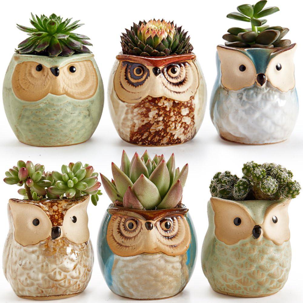 Set Aus 6 Keramiktöpfen 7 Cm, Vase Für Sukkulenten Und Kakteen, Flüssige Glasur, Mit Abflussloch, Behälter Für Sukkulentenpflanzen, Dekorativ Für Blumen.