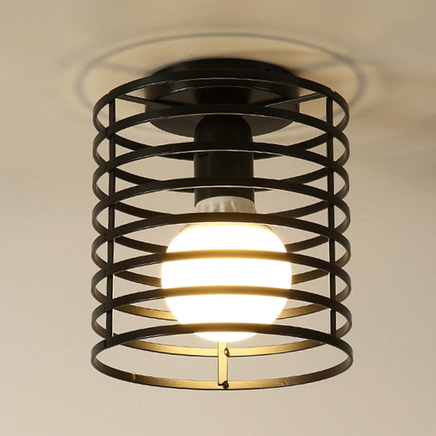 Vintage-industrie-hängeleuchte Aus Metall, Sechseckiger Käfig, Geometrisches Design, Kronleuchter Mit Lampenschirm, Deckenleuchte Im Loft-stil, E27-fassung, 16 Cm Durchmesser, Zylindrische Form