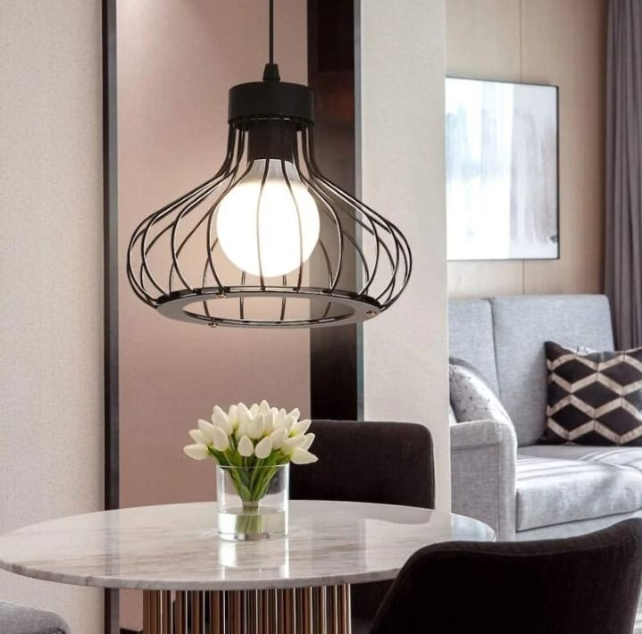 Retro-industrie-pendelleuchte E27 Mit Schwarzem Metallkäfig-lampenschirm Für Wohnzimmer, Schlafzimmer, Bar – Designer-deckenleuchte
