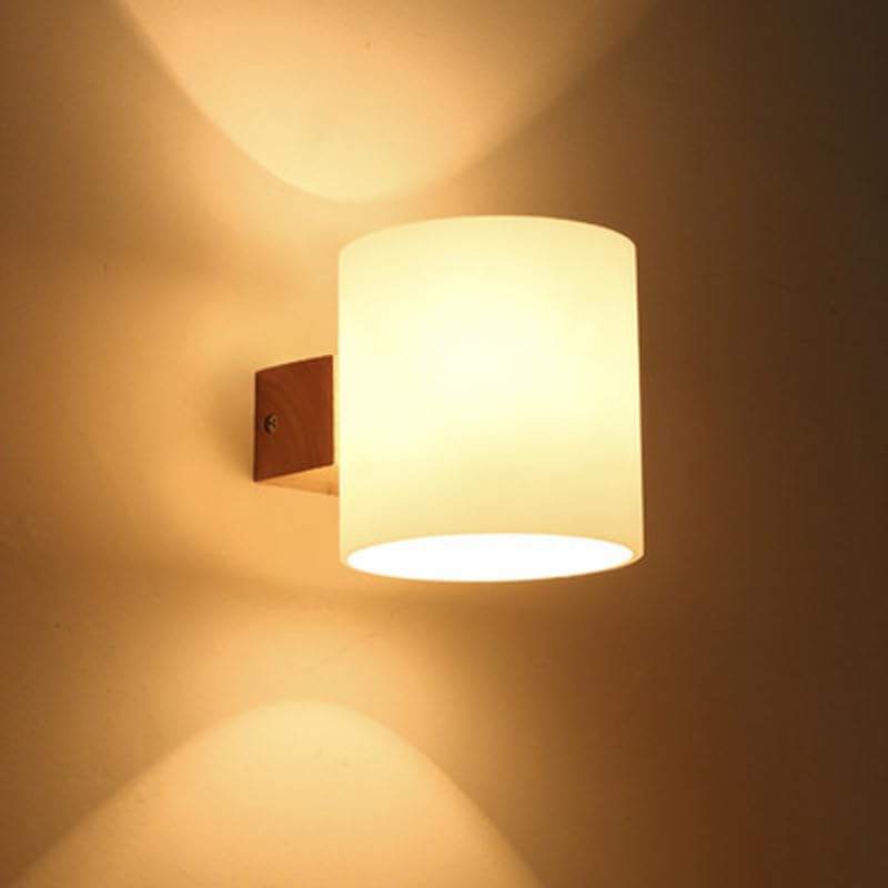 Wandleuchte Aus Massivholz, Industriedesign-lampe Mit Glasschirm, E27, Moderne Wandleuchte Für Schlafzimmer, Flur, Wohnzimmer, Café, Eingangsbereich.
