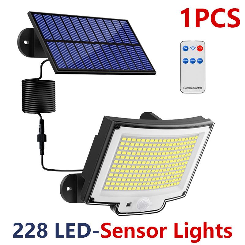 Wasserdichte Solar-außenleuchte Mit 228 Leds, Bewegungsmelder, 2-in-1-wandleuchte Für Innen Und Außen, Fernbedienung