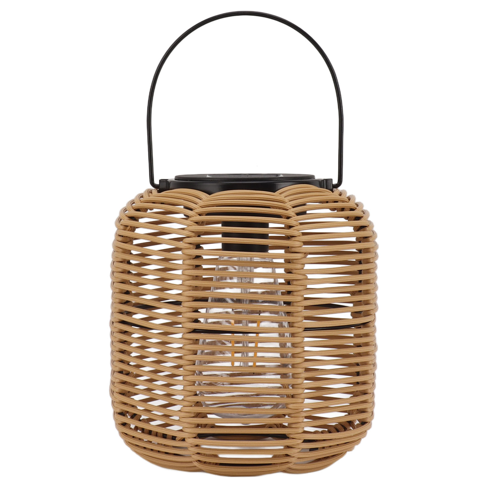 Solarlaterne Aus Geflochtenem Rattan, Rustikale Hängelampe Aus Schmiedeeisen, Wasserdicht Für Den Garten, Im Bohème-stil, Hängende Solarleuchte