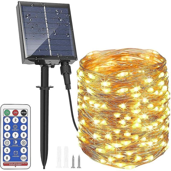 30 M Lange Solar-lichterkette Mit 300 Leds Für Den Außenbereich, Inklusive Fernbedienung, 8 Beleuchtungsmodi, Wasserdicht, Für Garten, Terrasse, Balkon, Hof Und Als Festliche Dekoration.