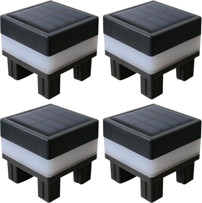 Set Mit 4 Wasserdichten Solar-zaunpfostenleuchten, 2 Farben, Außenbeleuchtung Für Terrasse, Garten Und Einfahrt