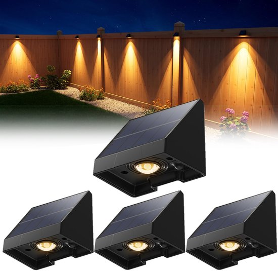 4er-set Dekorative Solar-zaunleuchten – Wasserdichte, Solarbetriebene Led-außenbeleuchtung, Warmweißes Licht – Für Wände, Terrassen, Gärten, Tore, Garagen Und Pools – Einfache Installation – Erhöhte S