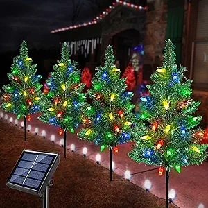 2er-set Solar-weihnachtslichterketten Für Bäume, Wasserdichte Gartenstecker, Lichtdekoration Für Wege, Höfe Und Gärten, Weihnachtszeit
