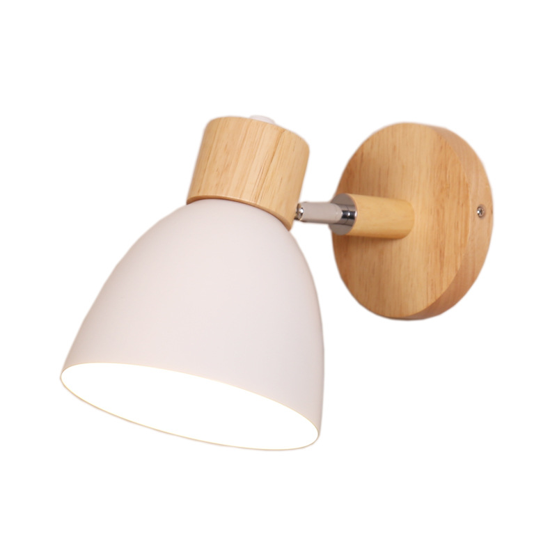 Groofoo Vintage-wandleuchte, 15 Cm Verstellbar, Aus Holz Und Metall Im Retro-stil, E27 Weiße Wandleuchte Für Wohnzimmer, Schlafzimmer, Flur, Restaurant (1 Stück)