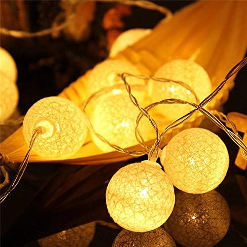 20 Led-lichterkette Mit Baumwollkugeln, 3,3 M Mit Stecker - Perfekt Zum Dekorieren Von Schlafzimmern, Vorhängen, Partys, Weihnachten, Geburtstagen, Halloween, Hochzeiten, Kinderzimmern Und Zum Schaffe