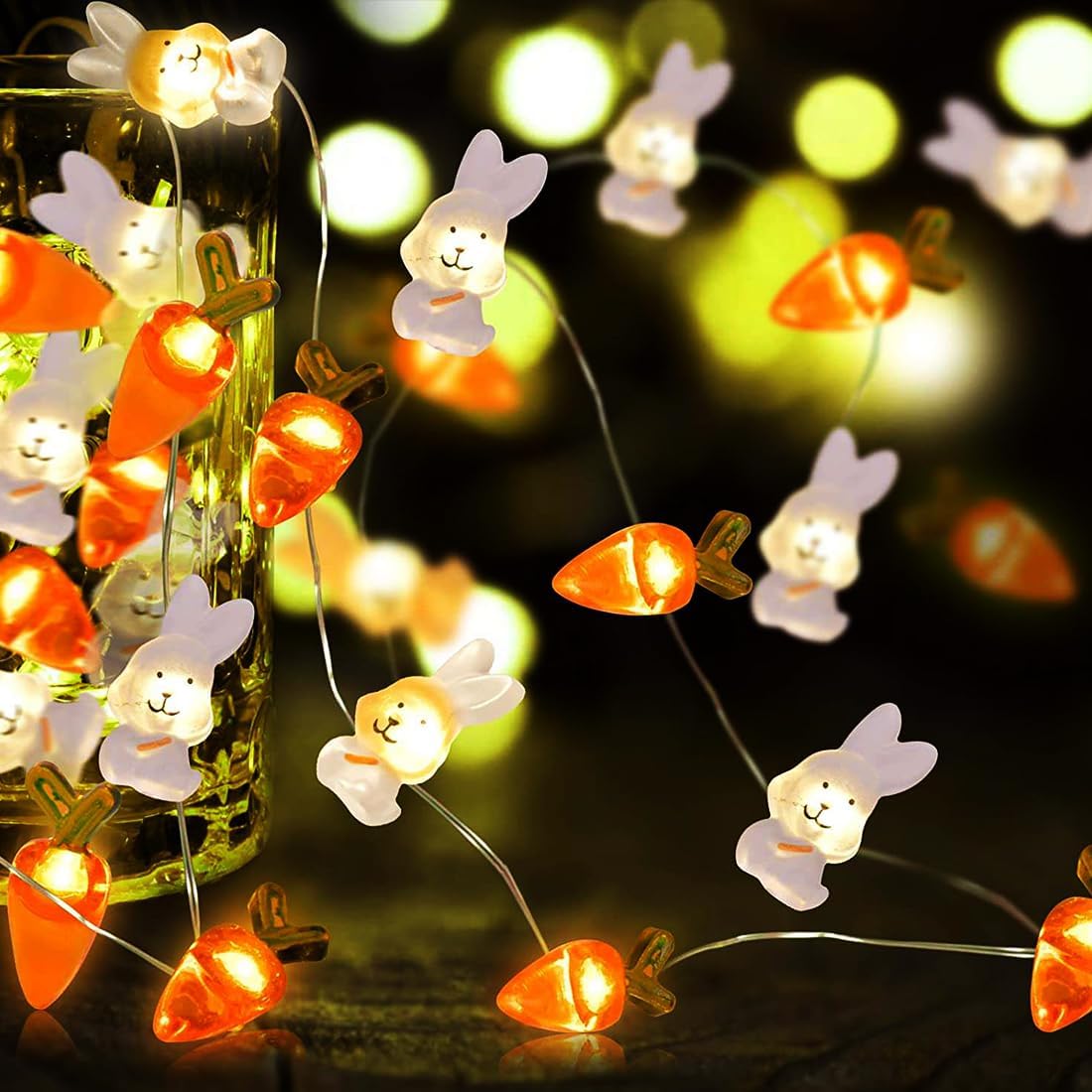 220 Cm Lange Lichterkette Mit Hasenmotiv, Led-osterdekoration, Festliche Innenbeleuchtung, Osterschmuck, Dekorative Ostergirlande, Heimdekoration