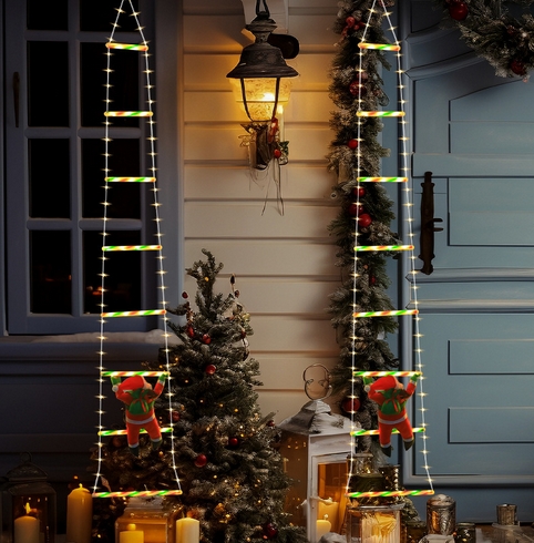 Weihnachtsmann-kletterleiter, Hängende Led-lichterkette, Leuchtende Weihnachtsdekoration Für Wand Und Fenster, 1 Stück.