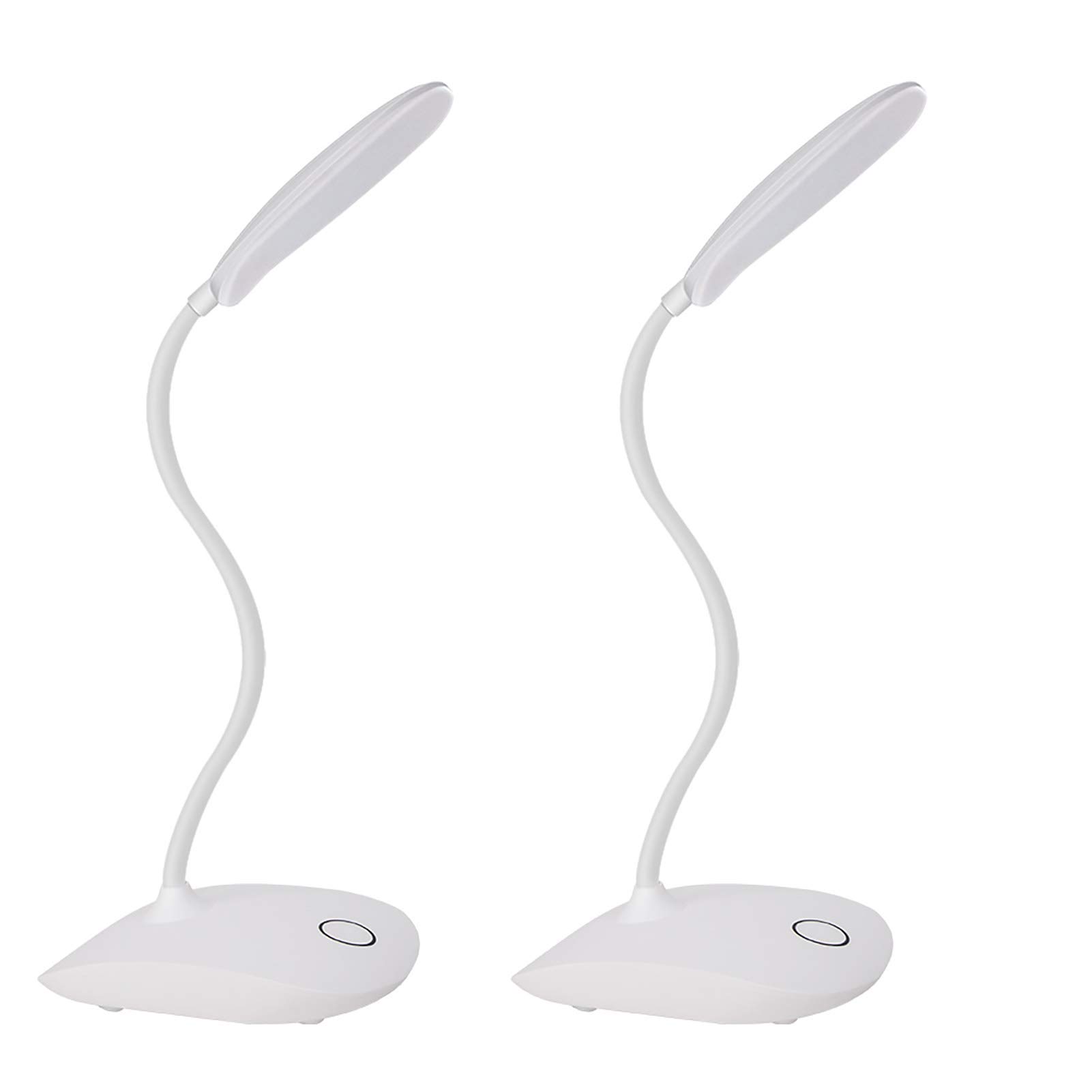 Led-schreibtischlampe Mit Flexiblem Hals, 3 Helligkeitsstufen, 5 W, Berührungsempfindlich, Kabellos, Kompakt Und Tragbar Für Arbeitszimmer, Büro Und Schlafzimmer, 2er-set, Kunststoff