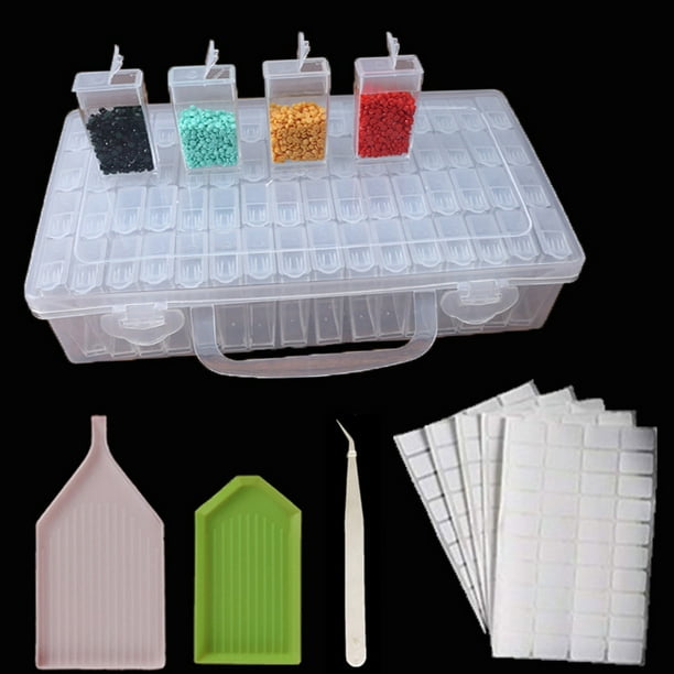 Aufbewahrungsbox Für Diamanten, 64 Transparente Fächer, Perlenbox Für Zubehör Zum Diamantmalen