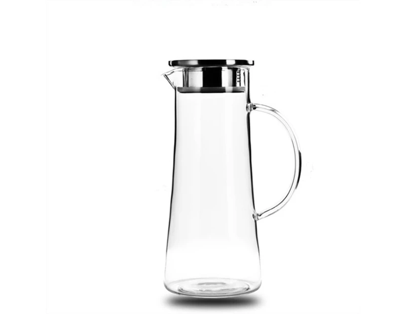 1,5-liter-karaffe Aus Borosilikatglas Mit Edelstahldeckel Für Heiße/kalte Getränke, Tee, Kaffee, Milch, Rotwein, Fruchtsaft Und Eistees