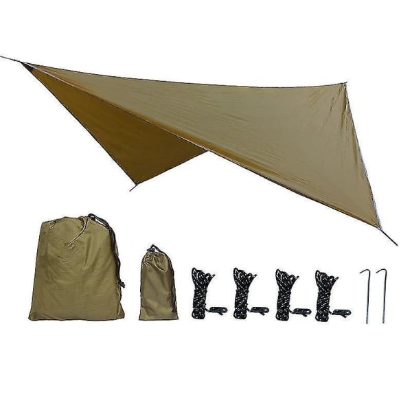 Wasserdichte Plane 360x290cm Braun Für Camping, Zeltunterstand, Hängematte, Uv-sonnensegel, Gartenmarkise, Regenschutz.