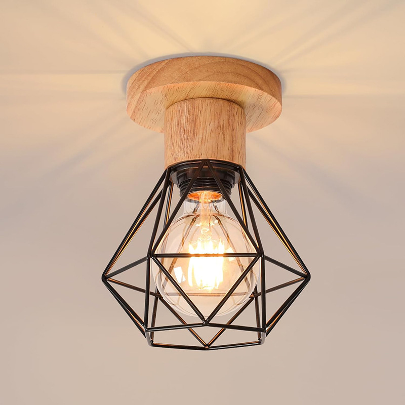Industrielle Metall-deckenleuchte, Geometrische Käfig-pendelleuchte, Mini Lighting E27-fassung, 16 Cm Durchmesser