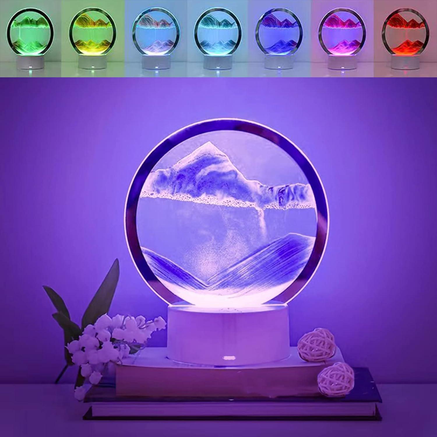 3d-tischleuchte In Treibsandoptik, Flüssigkunst, Rgb-nachtlicht Mit Farbwechsel, 3d-sandmalerei, 360° Drehbare Tiefsee-sanduhr, Dekoration Für Büro, Wohnzimmer Und Zuhause (lila)