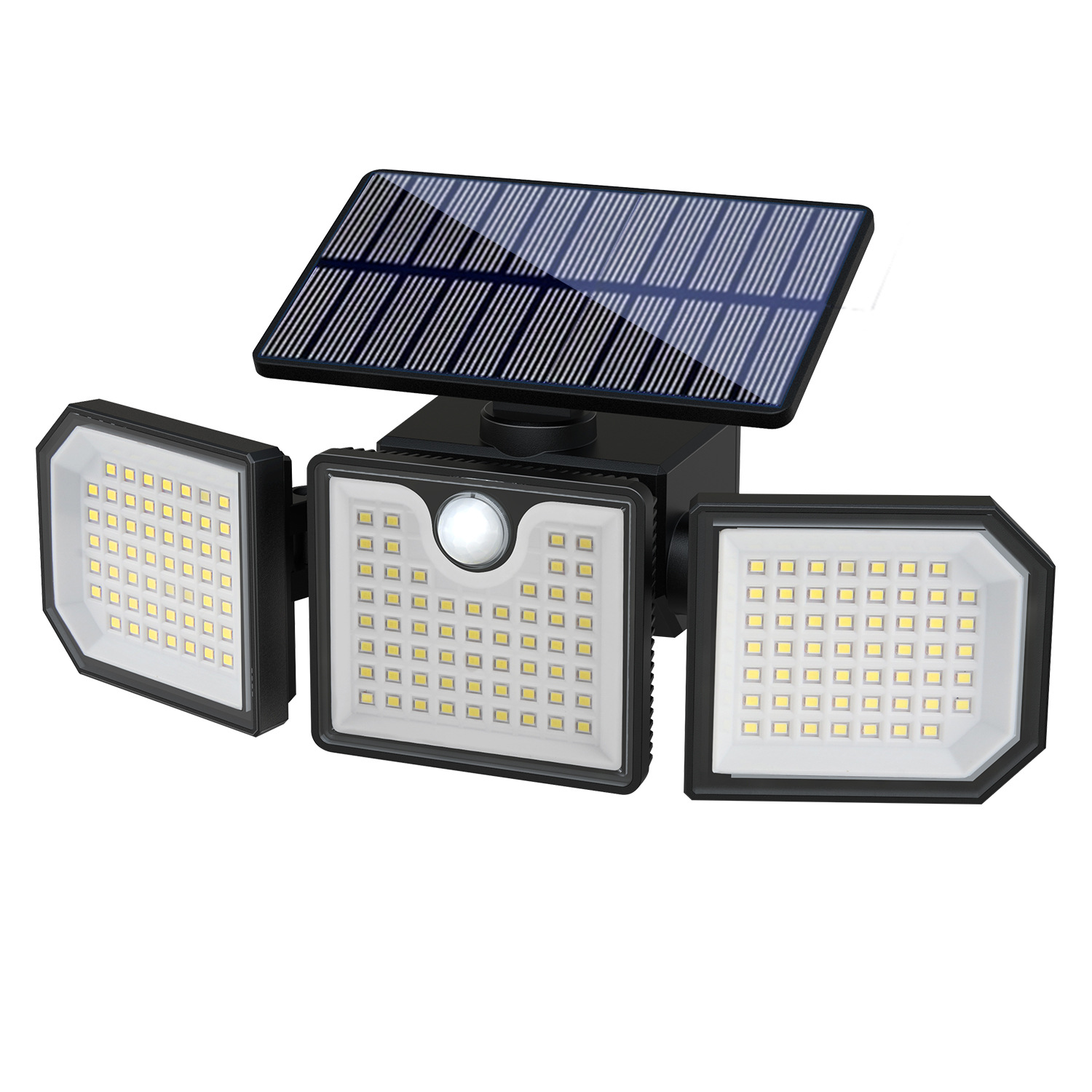 3-flammiger Solar-außenstrahler Mit Bewegungsmelder, Fernbedienung, Wasserdicht (ip65), Geeignet Für Garten, Terrasse, Veranda, Einfahrt Und Notbeleuchtung.