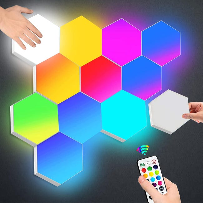 Rgb-led-wandleuchte, Sechseckig, Mit Touch- Und Fernbedienung, Smarte Gaming-beleuchtung, Diy-nachtlicht, 6er-pack