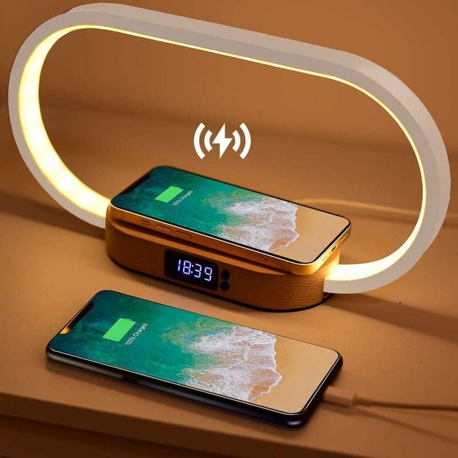 Kabellose Touch-nachttischlampe Mit Induktionsladegerät, Usb-anschlüssen, 3-farbigem Led-nachtlicht Und Einstellbarer Helligkeit, Eleganter Nachttisch.