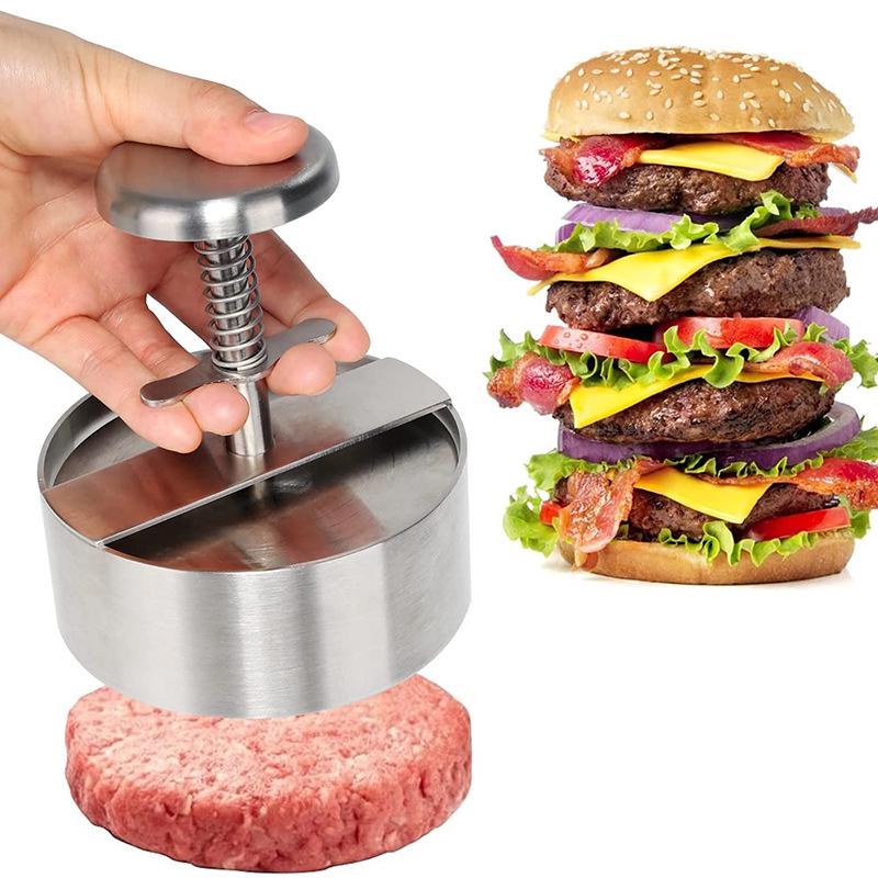 Hamburgerfleischpresse Aus Edelstahl 304, Hackfleischverdichter, Manuelle Burgerpresse Für Gleichmäßiges Garen, Robustes Küchengerät