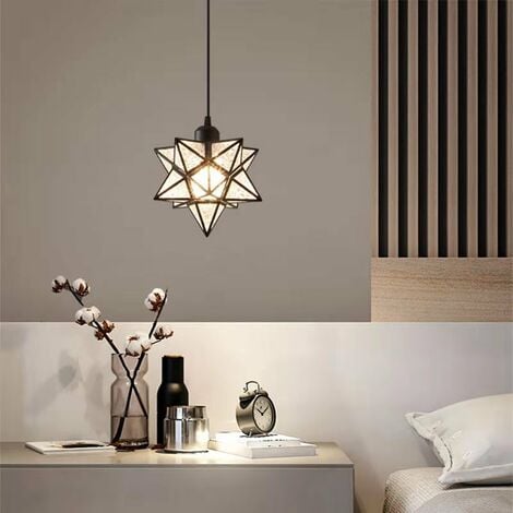 Moderne Schwarze Mährische Stern-pendelleuchte, Kronleuchter Aus Klarglas, Dekorative Sternenlampe Für Das Wohnzimmer