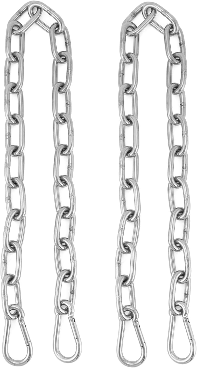 2 M6-karabiner, 65 Cm Lange Verlängerungskette Aus Edelstahl 304 (ø 6 Mm) – Verlängerungsglied Für Hängematte, Boxsack, Pilates- Und Fitnessgeräte