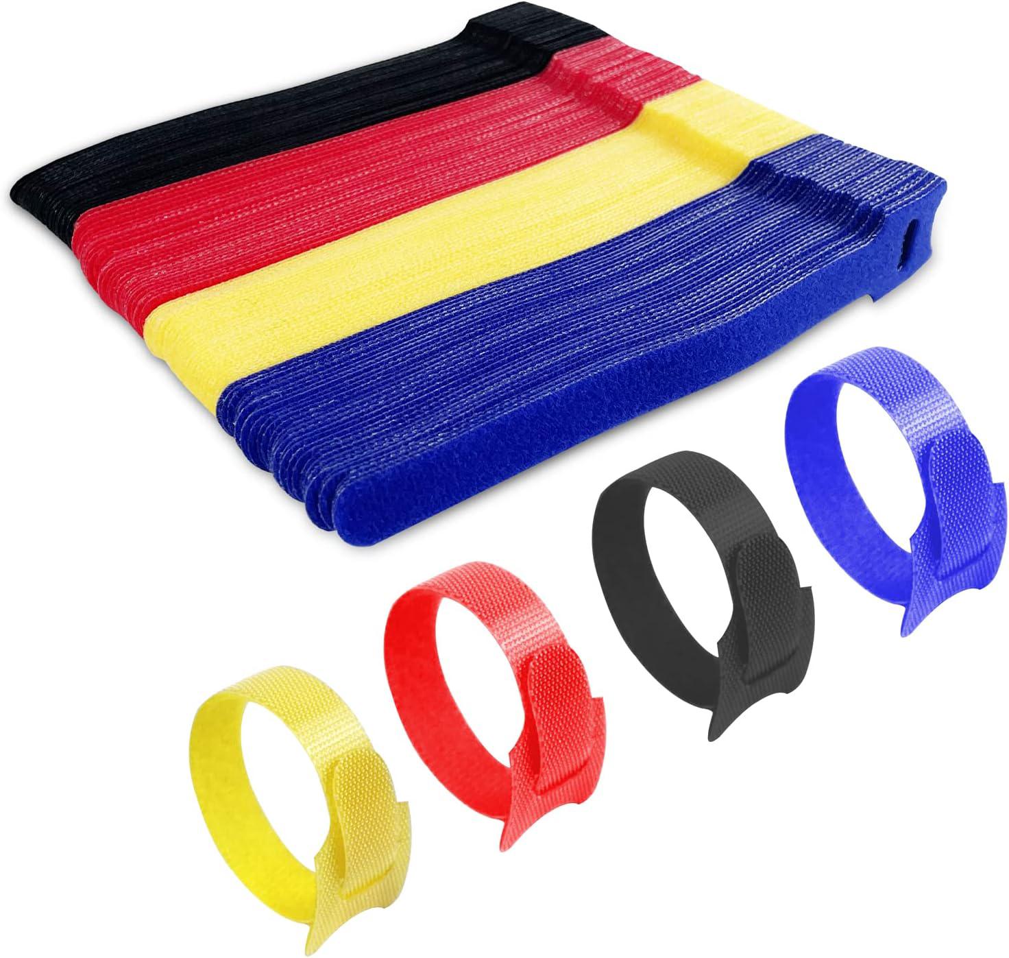 120 Selbstklebende Kabelbinder (12 X 150 Mm), 4er-pack In Verschiedenen Farben, Wiederverwendbare Nylon-kabelbinder Für Pc-kabel, Elektrische Leitungen Und Kabelmanagement