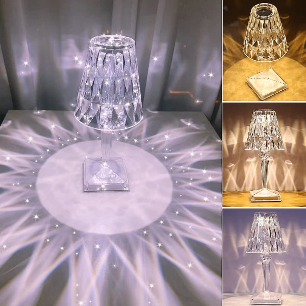 Dimbar Crystal Touch Led-stehleuchte Mit 3 Einstellbaren Farben, Modernes Touch-nachtlicht Mit Dimmfunktion, Elegantes Design Für Schlaf- Und Wohnzimmer, Anpassbare Umgebungsbeleuchtung