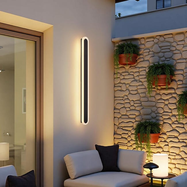 Led-wandleuchte Für Den Außenbereich, Aluminium-acryl, Wasserdicht (ip67), Warmweißes Licht (3000 K), Mit Kabel, Für Garten, Terrasse, Fassade, Eingang, Einfahrt, Garage, 60 Cm