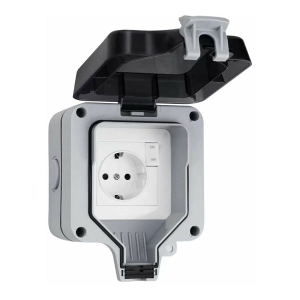 Ip66 Wasserdichte Außensteckdose Mit Spritzwassergeschütztem Gehäuse, Regensicherem Wandschalter, Europäischem Stecker, 1 Stück Pro Packung.