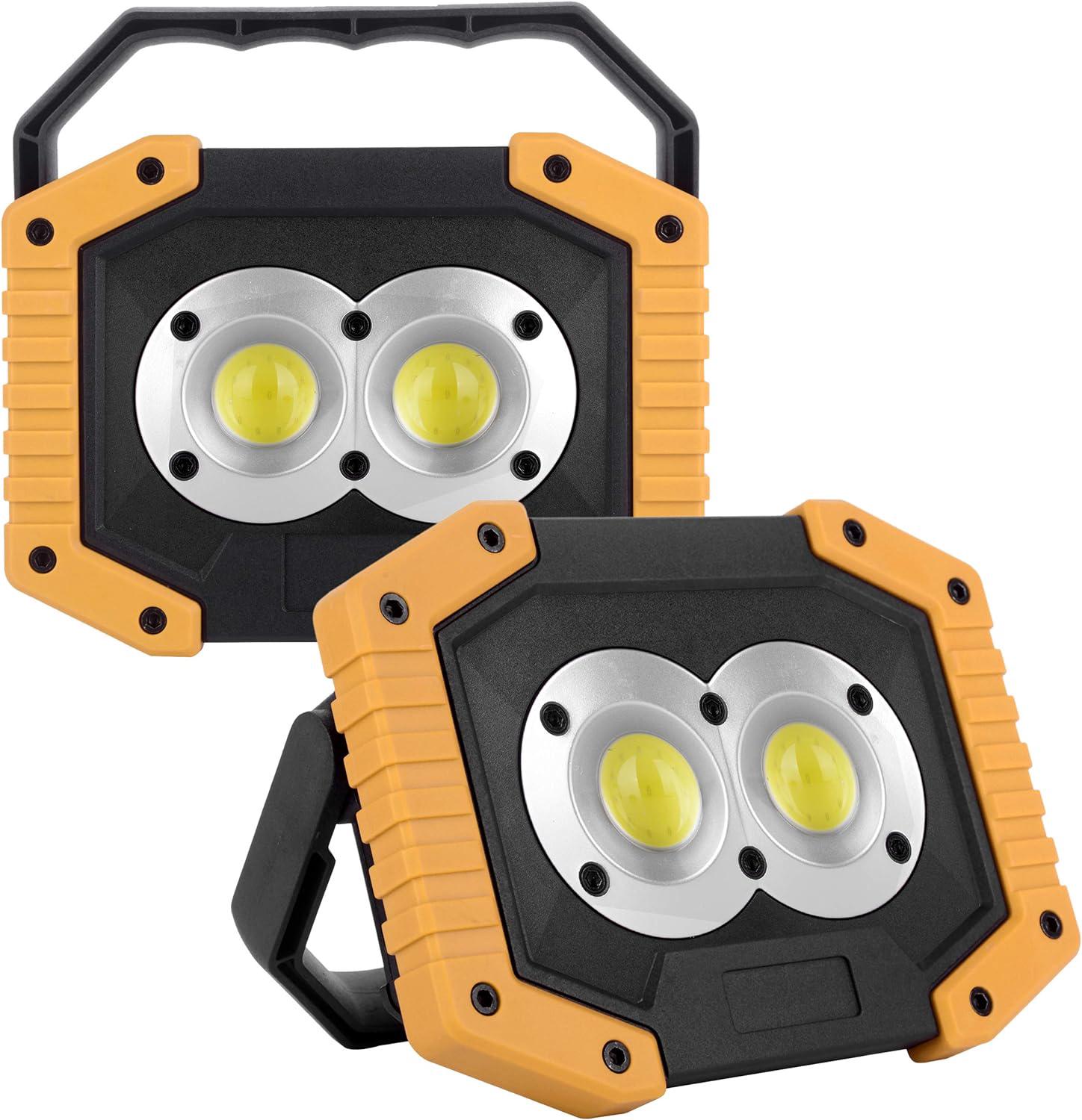 30w 1500lm Cob Led-arbeitsleuchte, Wasserdicht, Wiederaufladbar, Tragbarer Fluter Für Camping, Wandern, Notfälle, Fahrzeugwartung, Außenbeleuchtung, 2 Stück (w839 Gelb)