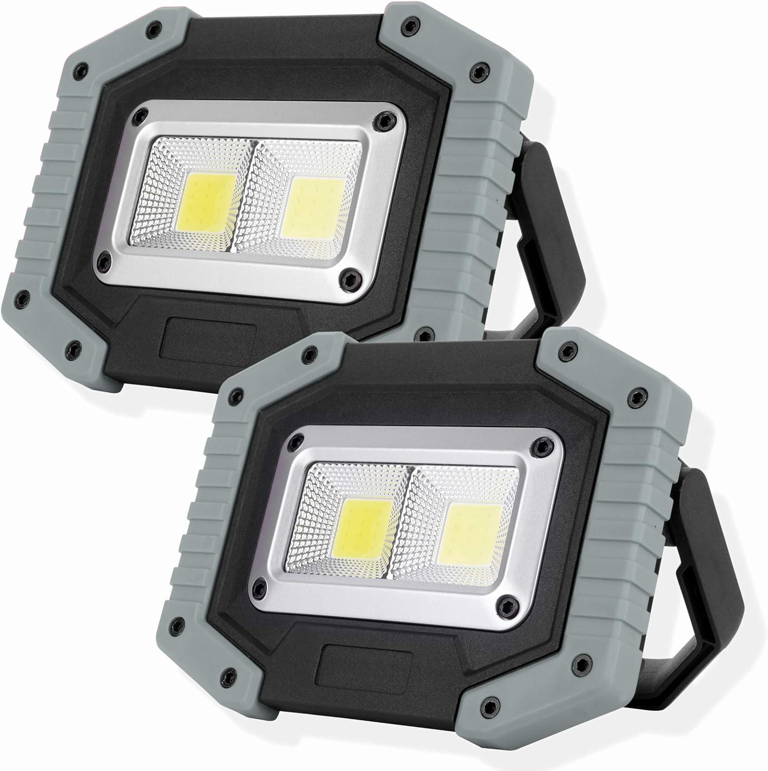 30w 1500lm Cob Led-arbeitsleuchte, Wasserdicht, Wiederaufladbar, Tragbarer Flutlichtstrahler Für Camping, Wandern, Notfälle, Fahrzeugwartung, Baustelle, 2 Stück (w839 Grau)