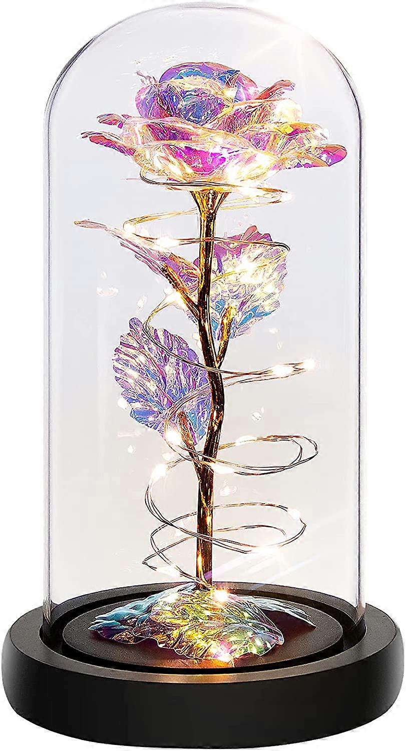 Ewig Leuchtende Glasrose Für Frauen, Geschenk Zum Muttertag, Geburtstag, Valentinstag, Hochzeit, Led-regenbogenblume, Romantische Geschenkidee Für Sie