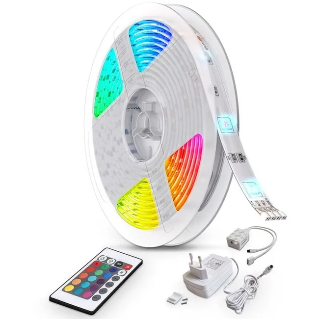 10 M Langer Led-streifen Für Den Innenbereich, Inklusive Dimmer, 300 Mehrfarbige Leds, Fernbedienung Und 230-v-netzteil, Schutzart Ip20